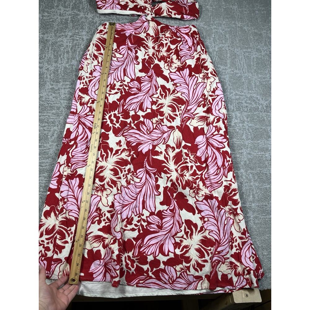 Abercrombie & Fitch Women’s Julia Slip Cutout Maxi Red Pink Dress Floral Read - Picture 2 of 5